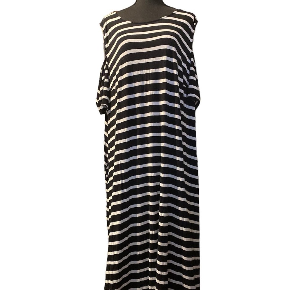 Lane Bryant Plus Size Cold Shoulder Maxi Dress with Stripes